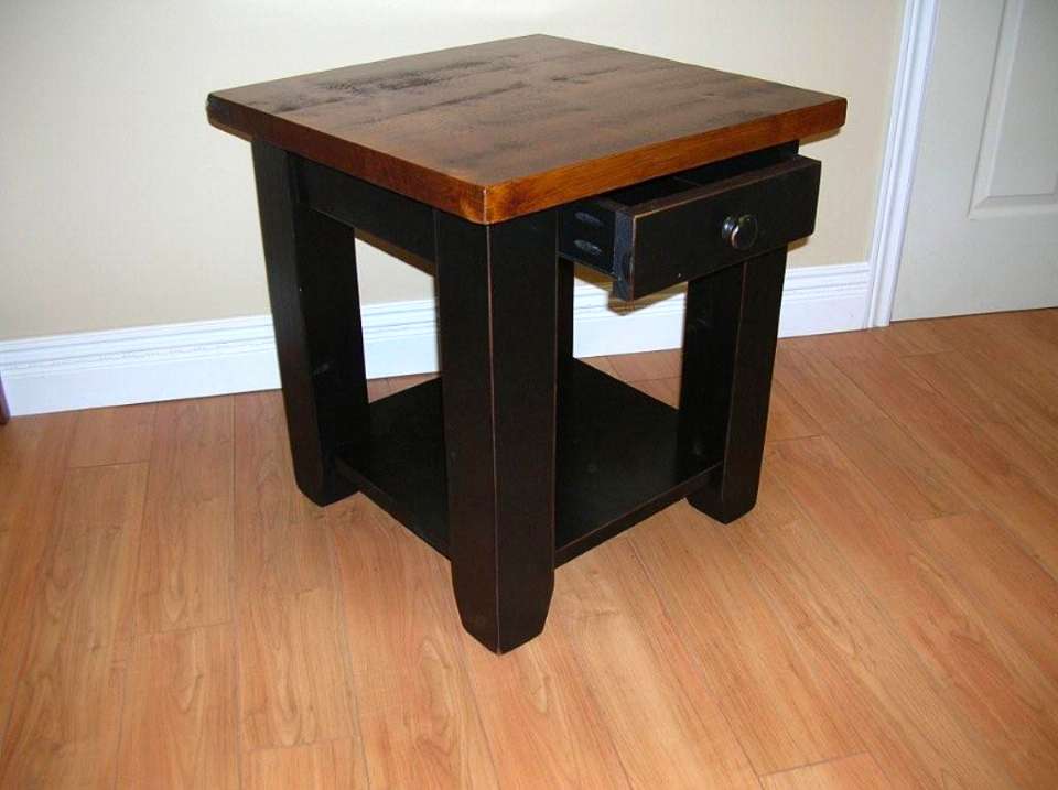 Rough Sawn Pine Table with Drawer & Bottom Shelf